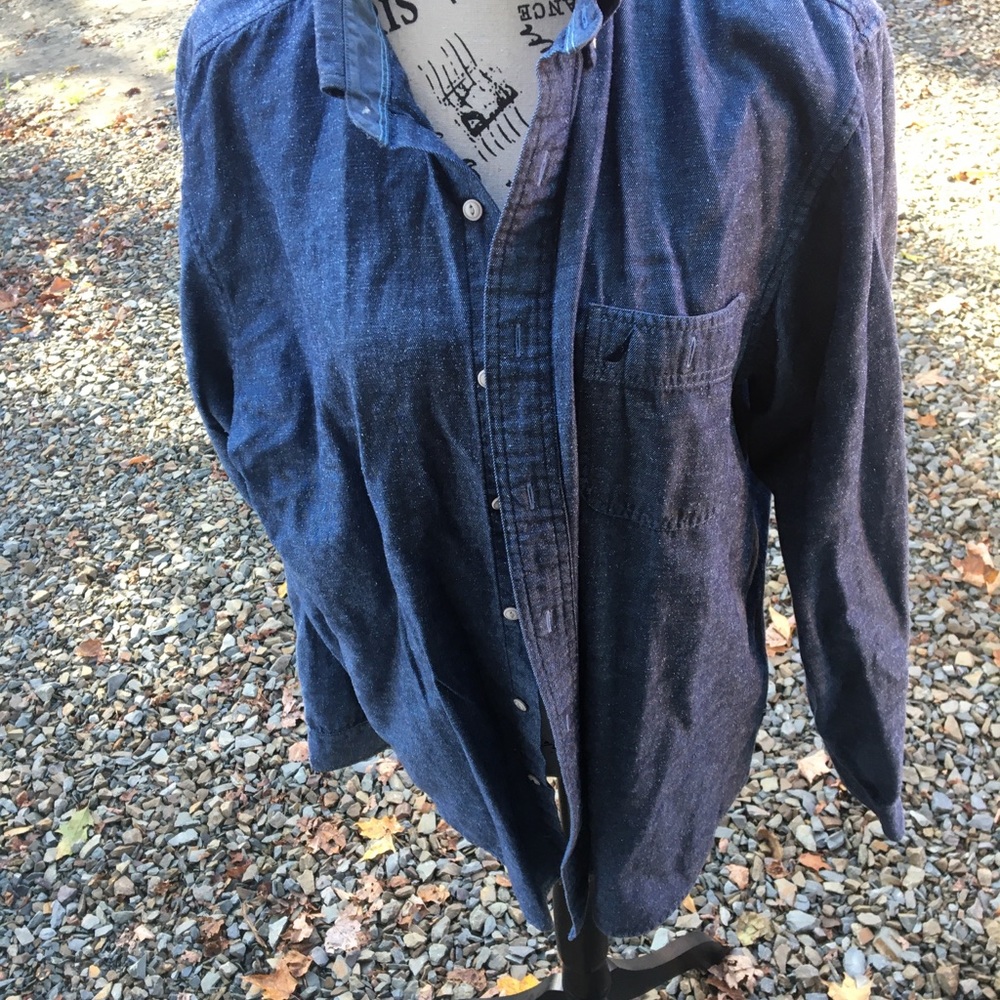 Nautical blue button down shirt